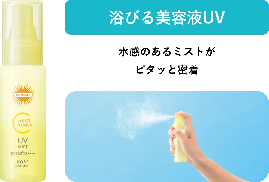 浴びる美容液UV 水感のあるミストがピタッと密着